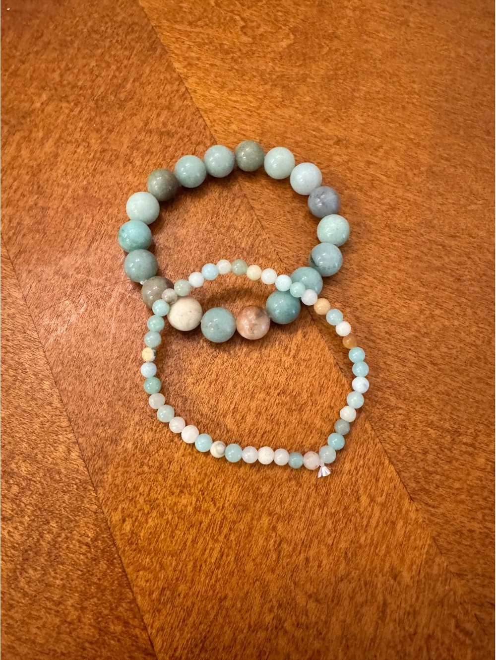 Set of 2 Handmade Beaded Bracelets in Soft Pastel Tones 547
